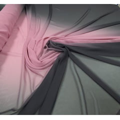 Mousseline Lisa Toque de Seda Degradê Preto com Rosê Escuro