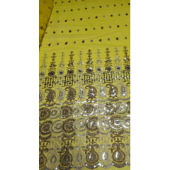 Mousseline Toque de Seda Bordada Indiana Amarelo ST04