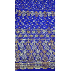 Mousseline Toque de Seda Bordada Indiana Azul Royal ST04