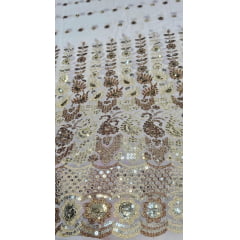 Mousseline Toque de Seda Bordada Indiana Branco
