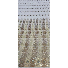 Mousseline Toque de Seda Bordada Indiana Branco