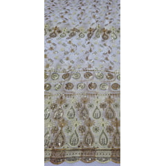 Mousseline Toque de Seda Bordada Indiana Branco ST04