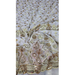 Mousseline Toque de Seda Bordada Indiana Branco ST04