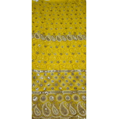 Mousseline Toque de Seda Bordada Indiana Cachemire Amarelo