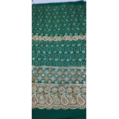 Mousseline Toque de Seda Bordada Indiana Cachemire Verde