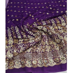 Mousseline Toque de Seda Bordada Indiana Roxo