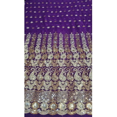 Mousseline Toque de Seda Bordada Indiana Roxo