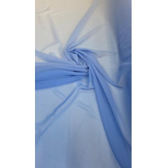 Mousseline Toque de Seda Degradê Azul Celeste com Azul Bebê 