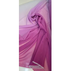Mousseline Toque de Seda Degradê Fúcsia com Lilás
