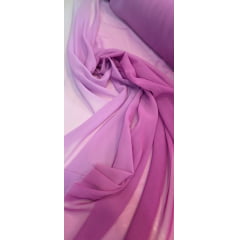 Mousseline Toque de Seda Degradê Fúcsia com Lilás