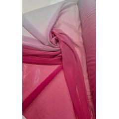 Mousseline Toque de Seda Degradê Pink com Rosa Bebê