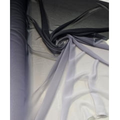 Mousseline Toque de Seda Degradê Preto com Cinza