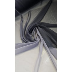 Mousseline Toque de Seda Degradê Preto com Cinza