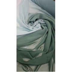 Mousseline Toque de Seda Degradê Verde Floresta com Verde Água