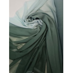 Mousseline Toque de Seda Degradê Verde Floresta com Verde Água