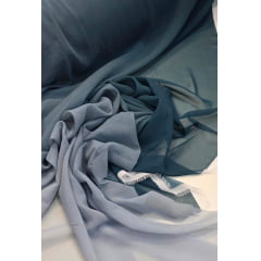 Mousseline Toque de Seda Degradê Verde Escuro com Cinza