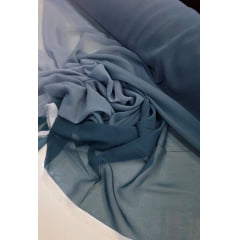 Mousseline Toque de Seda Degradê Verde Escuro com Cinza