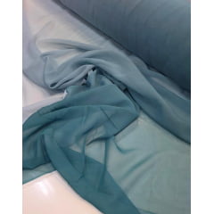 Mousseline Toque de Seda Degradê Verde Esmeralda com Verde Claro