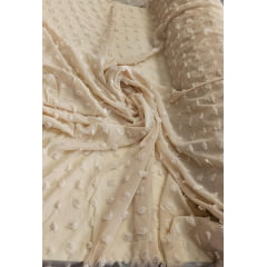 Mousseline Toque de Seda Pipoca Areia
