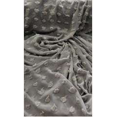 Mousseline Toque de Seda Pipoca Cinza Chumbo