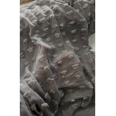 Mousseline Toque de Seda Pipoca Cinza Chumbo