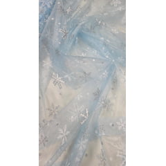 Organza Azul Serenity Frozen com Glitter 