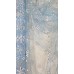 Organza Azul Serenity Frozen com Glitter Organza Azul Serenity Frozen com Glitter