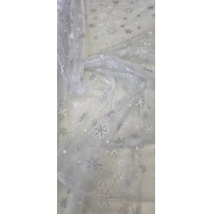 Organza Branco Frozen com Glitter Organza Branco Frozen com Glitter