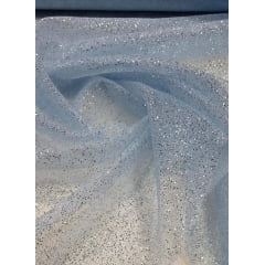 Organza com Glitter Azul Bebê