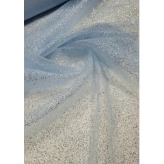 Organza com Glitter Azul Bebê