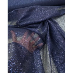 Organza com Glitter Azul Marinho
