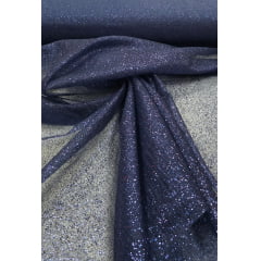 Organza com Glitter Azul Marinho