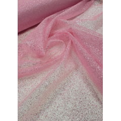 Organza com Glitter Rosa Bebê