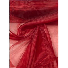 Organza Cristal Lisa Vermelho Cereja - 3m de Largura