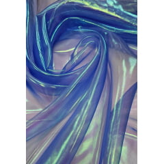 Organza Holográfica Azul Royal Claro