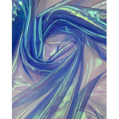 Organza Holográfica Azul Royal Claro