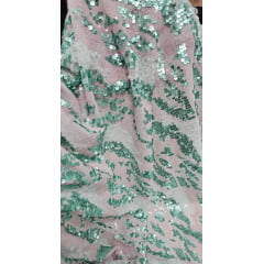 Paetê Bordado Alegranza Rosa e Verde