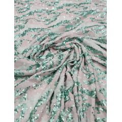 Paetê Bordado Alegranza Rosa e Verde