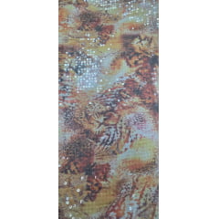 Paetê Bordado Animale Estampado Laranja