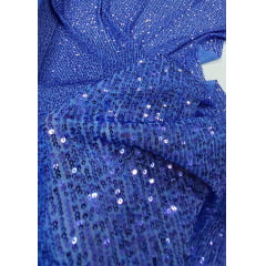 Paetê Bordado Glamour com Elastano Azul Hortênsia