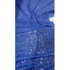 Paetê Bordado Glamour com Elastano Azul Hortênsia