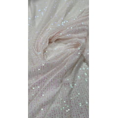 Paetê Bordado Glamour com Elastano Rosa Holográfico