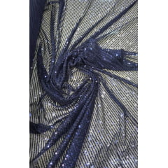 Paetê Bordado Glamour Light com Elastano Azul Marinho
