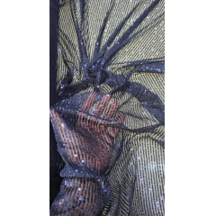 Paetê Bordado Glamour Light com Elastano Azul Marinho