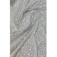 Paetê Bordado Glamour Light com Elastano Prata
