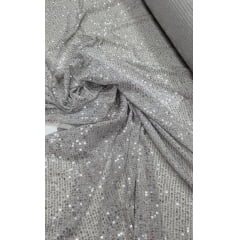 Paetê Bordado Glamour Light com Elastano Prata