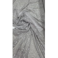 Paetê Bordado Glamour Light com Elastano Prata