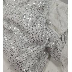 Paetê Bordado Glamour Prata - Comprimento 3 m x Largura 1,40 m Paetê Bordado Glamour Prata - Comprimento 3 m x Largura 1,40 m