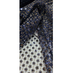 Paetê Bordado Margot Azul Marinho com Dourado