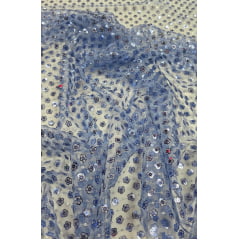 Paetê Bordado Margot Azul Serenity com Prata